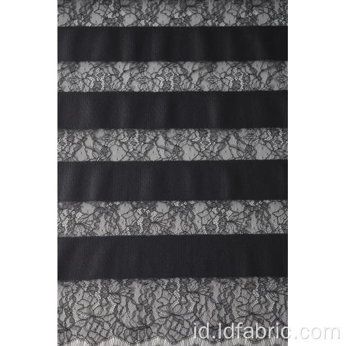 100% Nylon Stripe Panel Kain Renda